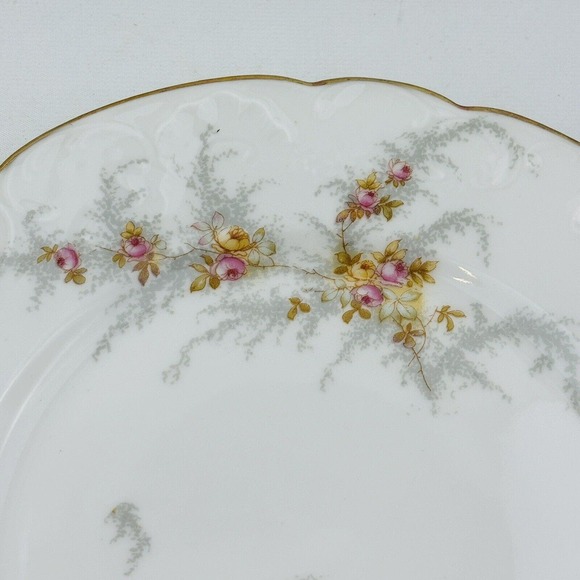 Limoges Elite 5 Salad Plate Lot Pink Yellow Floral Spray Gold Rim J.Mc.D&S - Picture 4 of 6